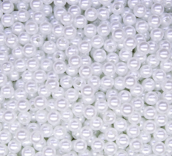 БА001НН6 Акриловые бусины круглые, цвет: белый, размер: 6 мм, 20 гр.