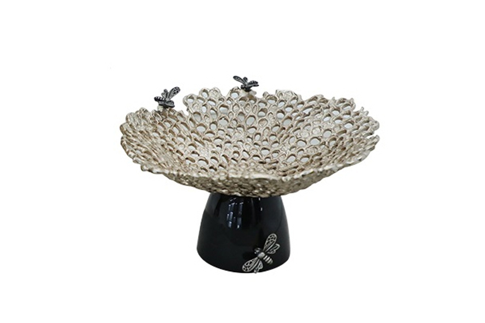 Блюдо декоративное 27x27x16см Garda Decor Соты металлическое