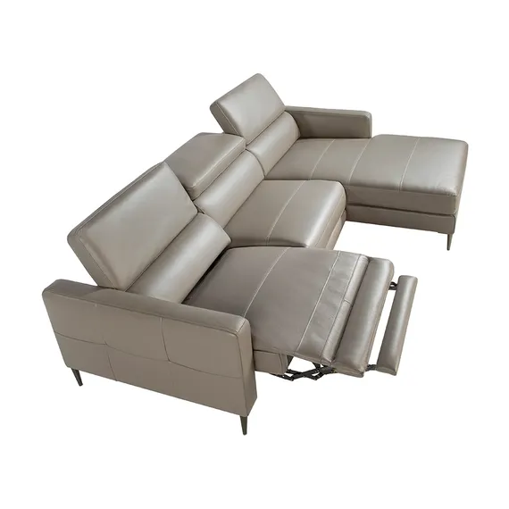 Угловой диван с реклайнером Angel Cerda 5237-R, серая кожа