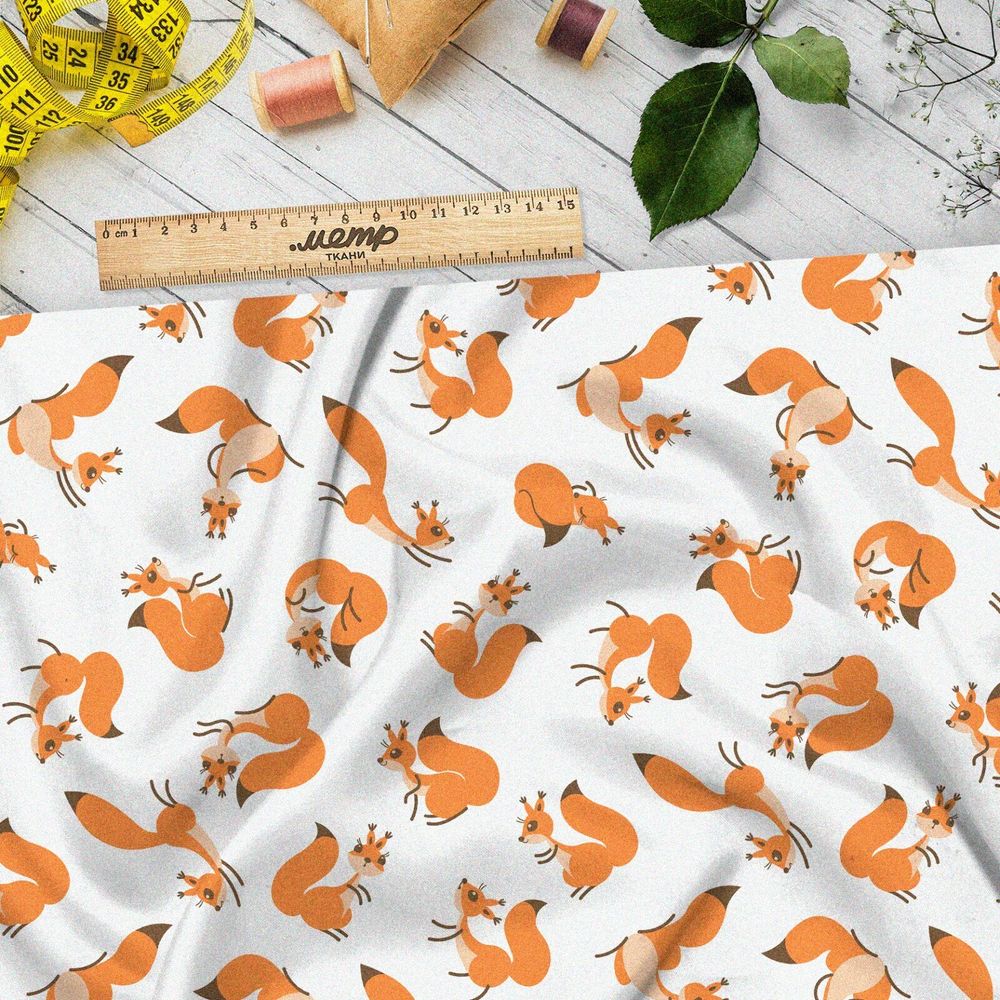 Ткань таффета игривые лисята