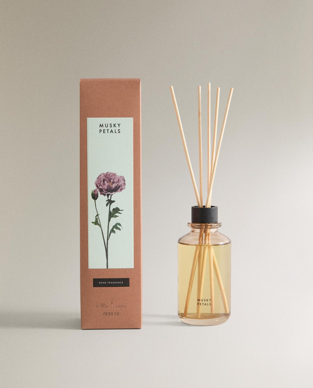 Zara Home MUSKY PETALS REED DIFFUSER — ароматический диффузор с тростниковыми палочками, Мускусные Лепестки, 190 мл