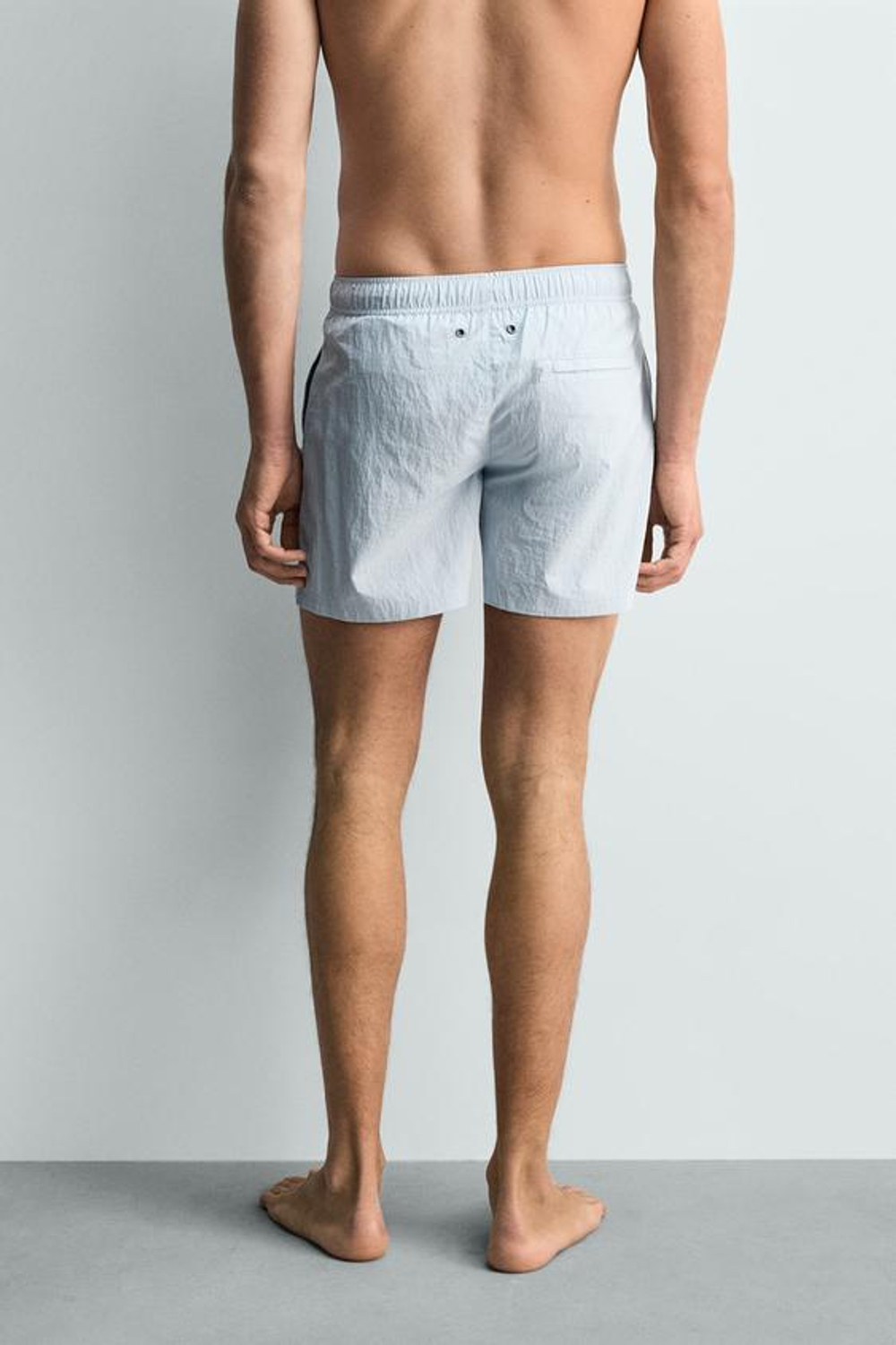 ZARA ПЛАВКИ ИЗ ЖАТОЙ ТКАНИ В МЕЛКУЮ ПОЛОСКУ, НЕБЕСНО-ГОЛУБОЙ