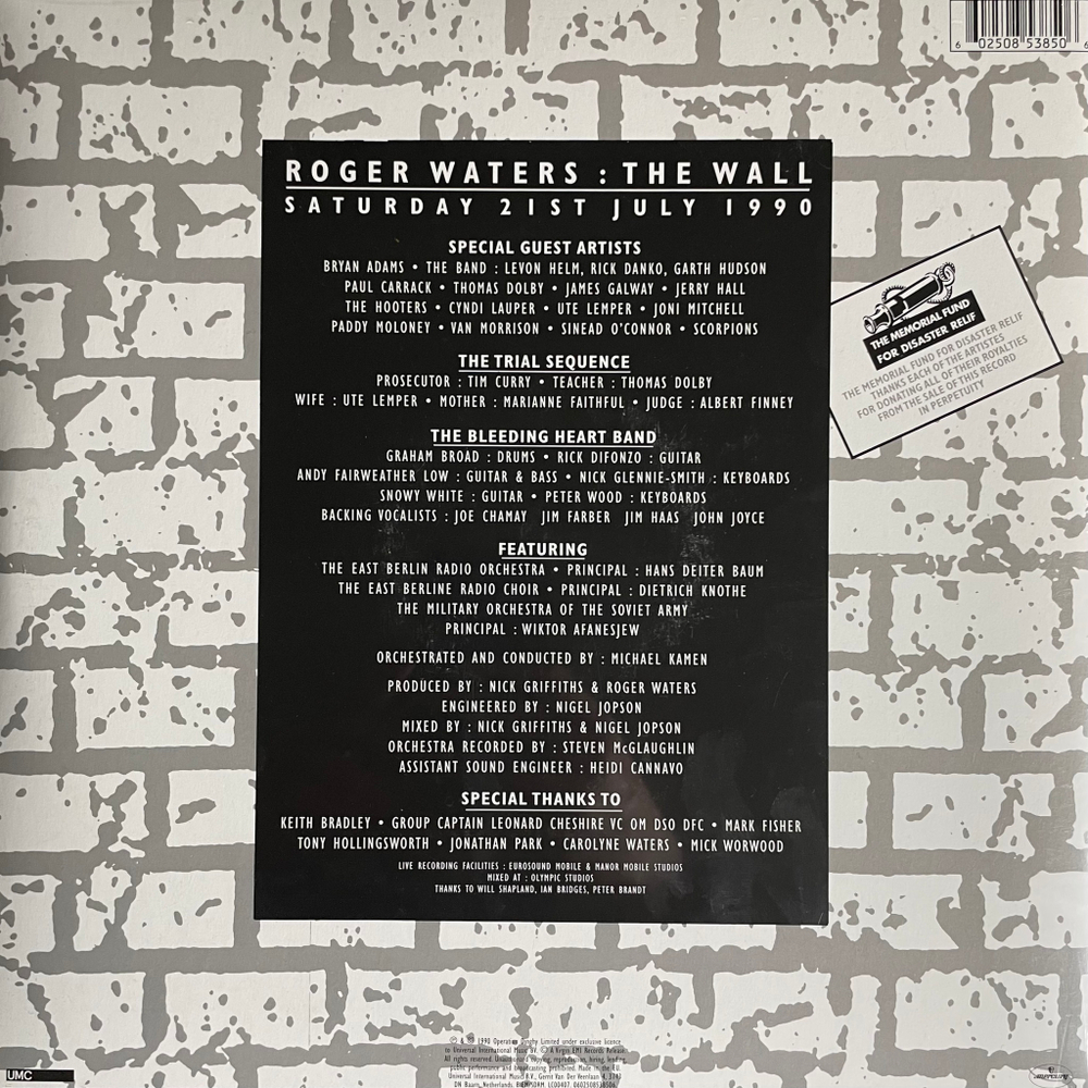 Roger Waters ‎– The Wall - Live In Berlin 2LP (Европа 2020г.) Clear