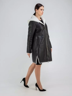 Дубленка зимняя натуральная с капюшоном