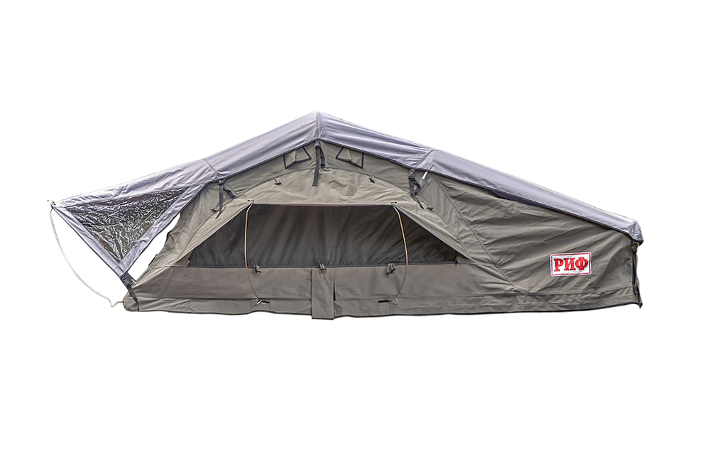 Палатка на крышу автомобиля РИФ Soft RT02-180 PRO, тент серый, 180х(240+70)х115 см
