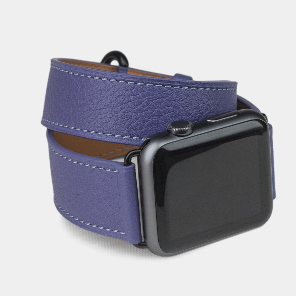 Ремешок для Apple Watch 44/45/49мм ST Double Strap из кожи теленка, цвета сирени