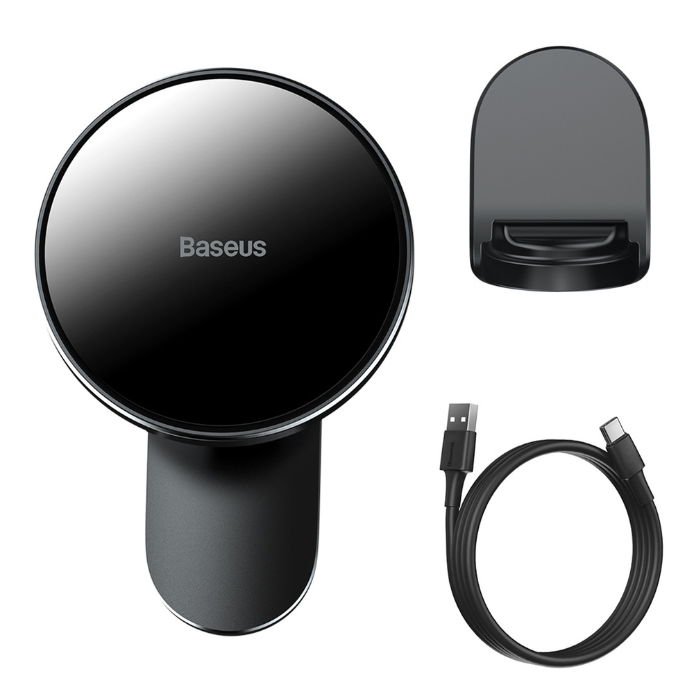 Автомобильный Держатель с беспроводной зарядкой Baseus Big Energy Car Mount Wireless Charger - Black