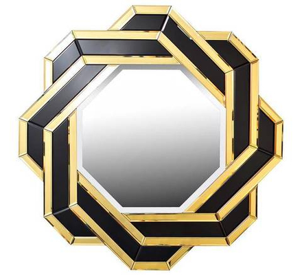 Зеркало декоративное 90см Garda Decor в геометричной черно-золотой раме