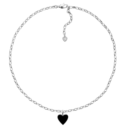 Латунная цепочка с Сердцем "Black", silver