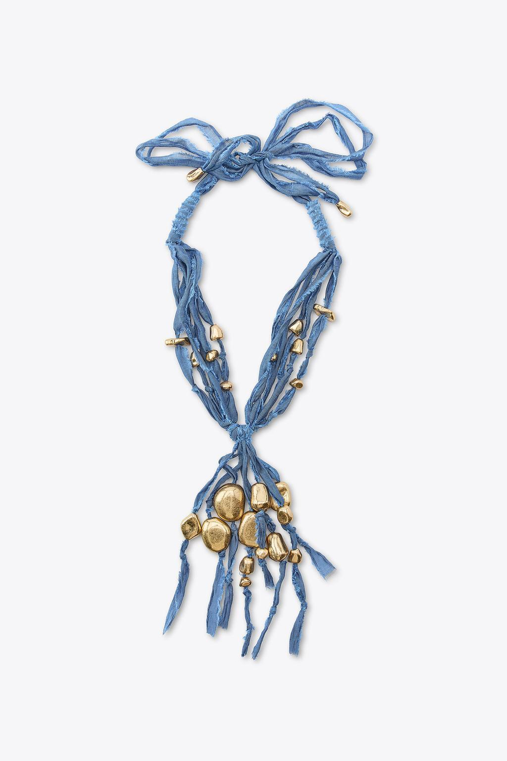 ZARA ОЖЕРЕЛЬЕ ИЗ ТКАНИ С МЕТАЛЛИЧЕСКИМИ ДЕТАЛЯМИ, ЗОЛОТИСТЫЙ