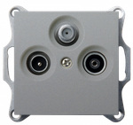 Розетка TV+FM+SAT Φ9.5mm оконечная с накладкой, цвет Алюминий