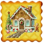 Подставка под кружку керамическая 10,5*10,5см «Печенька» пряничный домик со сладостями