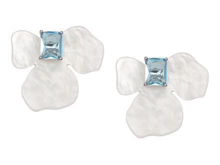 Серьги-гвоздики "Орхидея-Blue" 26,7мм (не зеркальные)