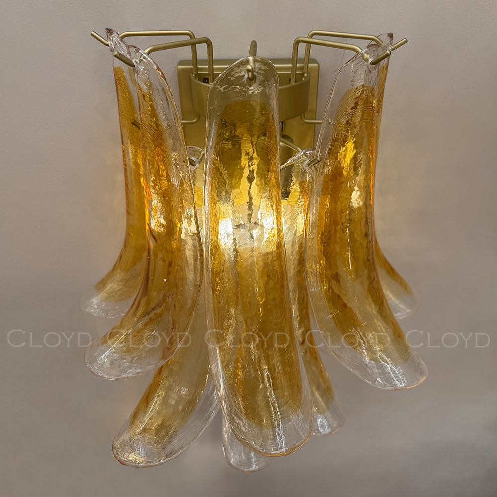 Бра Cloyd AZORES-C W2 / выс. 42 см - латунь светл. - янтарное стекло (арт.20472)