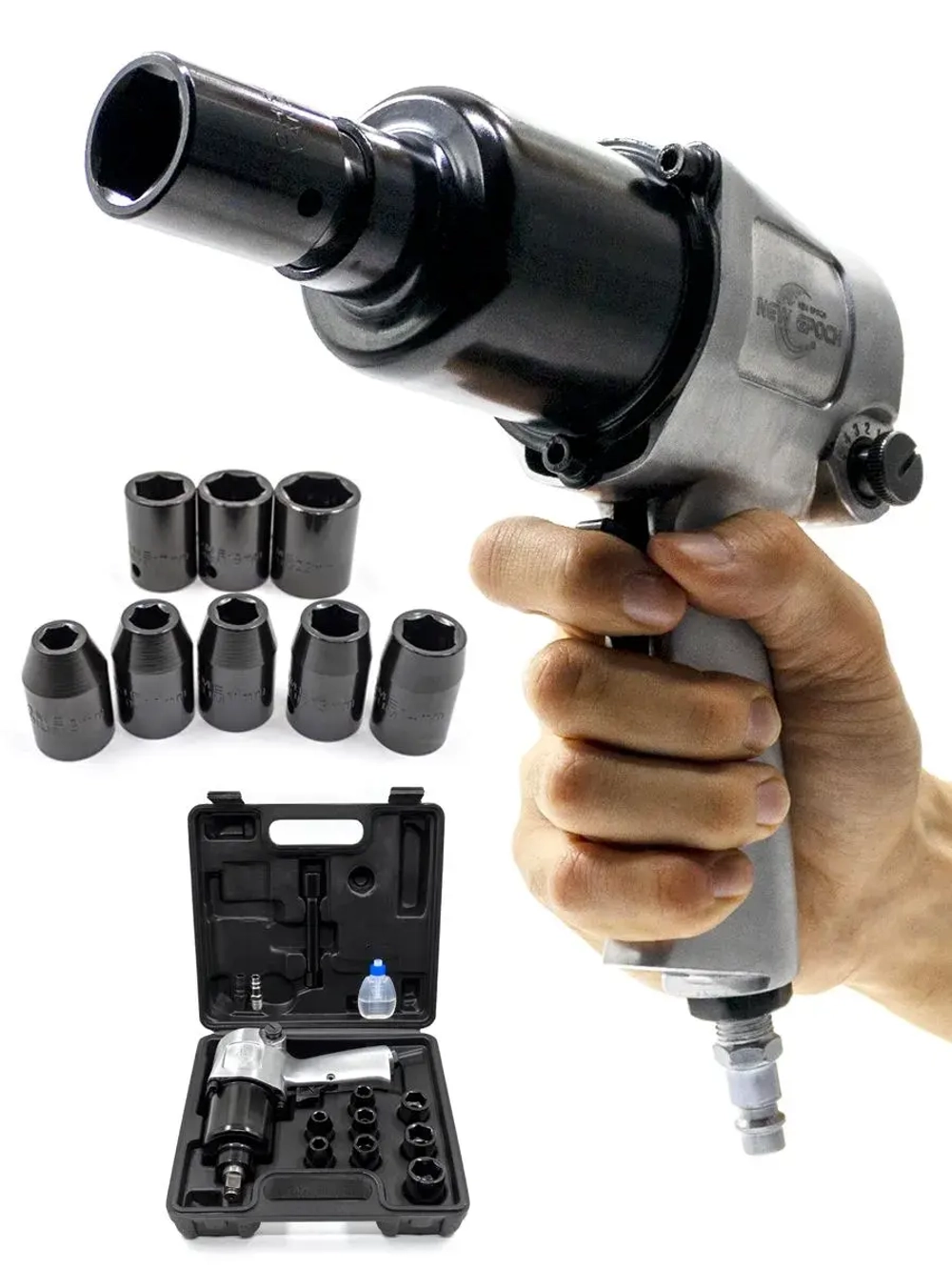 Гайковерт пневматический NEW EPOCH 1/2", 660 Н·м, комплект 10 предметов