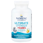 Nordic Naturals, Ultimate Omega + CoQ10, высокоэффективные омега-3 кислоты с коэнзимом Q10, со вкусом лимона, 1280 мг, 120 капсул (640 мг в 1 капсуле)