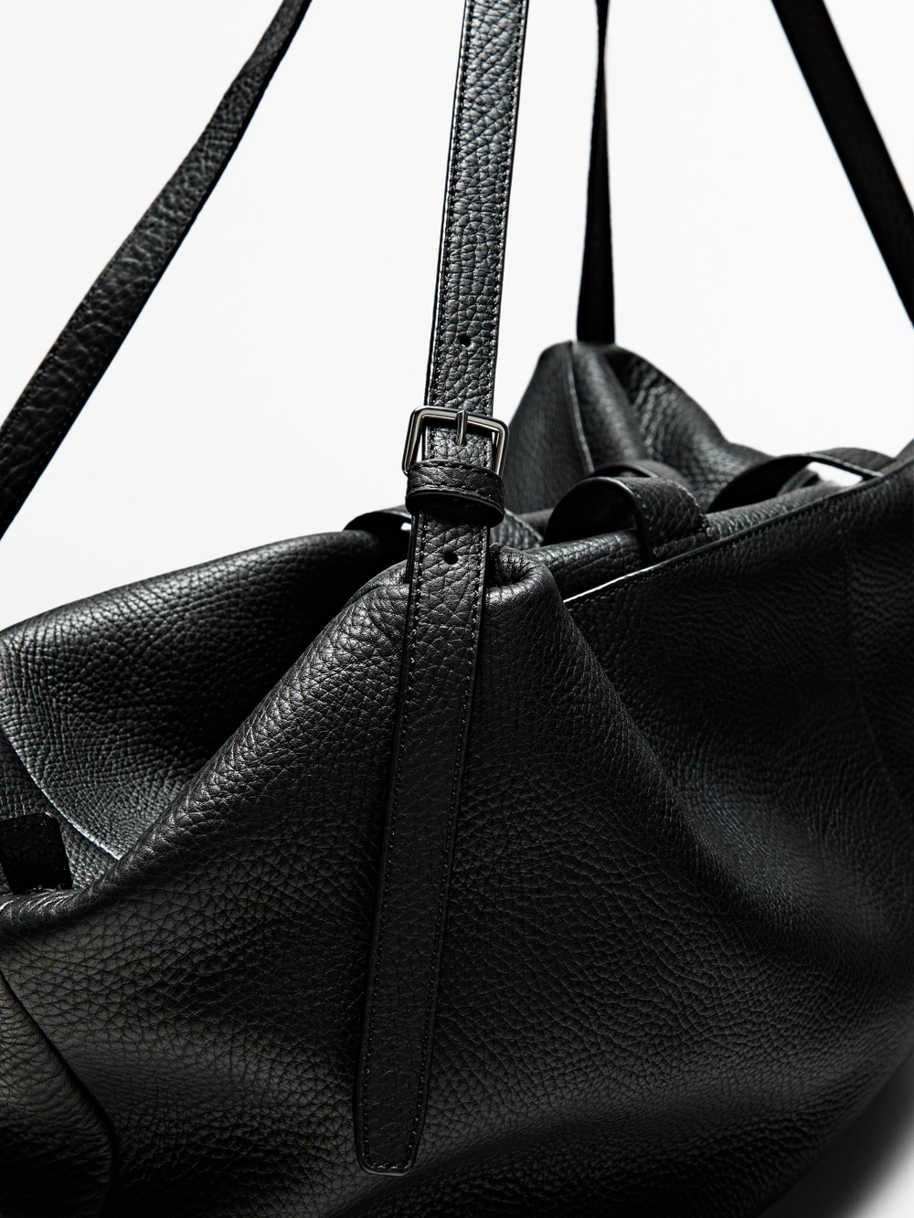 Massimo Dutti Дорожная сумка из кожи наппа, черный