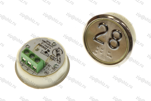 Кнопка (кнопочный модуль) EA2406S-D-W "28 этаж", круглая, белая динамическая подсветка, Брайль