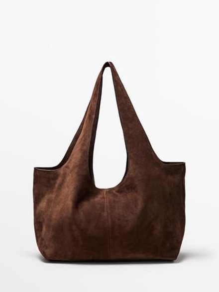 Massimo Dutti Большая сумка-шопер из замши, норка