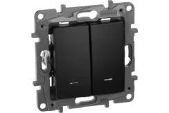 Выключатель Legrand Etika 2-клавишный с индикатором проходной антрацит 30183