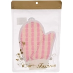 Мочалка - варежка массажная «SANTA MONIKA - VERONA», цвет белый / розовый, 20*14см (ZIP пакет)
