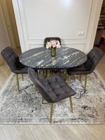 Круглый раздвижной стол "Лофт", луанда и стулья "Бостон" коричневые