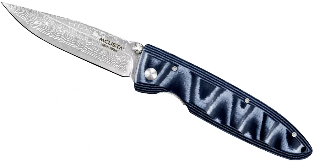 Mcusta - Складной нож Mcusta Classic Wave Blue Micarta Damascus / артикул   MC-0010D  / GTIN 4964496601577