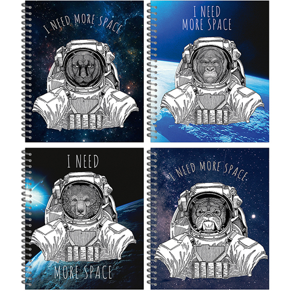 Тетрадь общая 48 листов на металлическом гребне "I need more space"