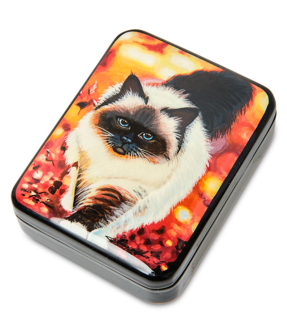 Народные промыслы ШК-55/167-D Шкатулка «Котик» исп. Лидяева