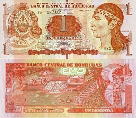 Гондурас 1 лемпира 2012 - 2022 P-96 UNC