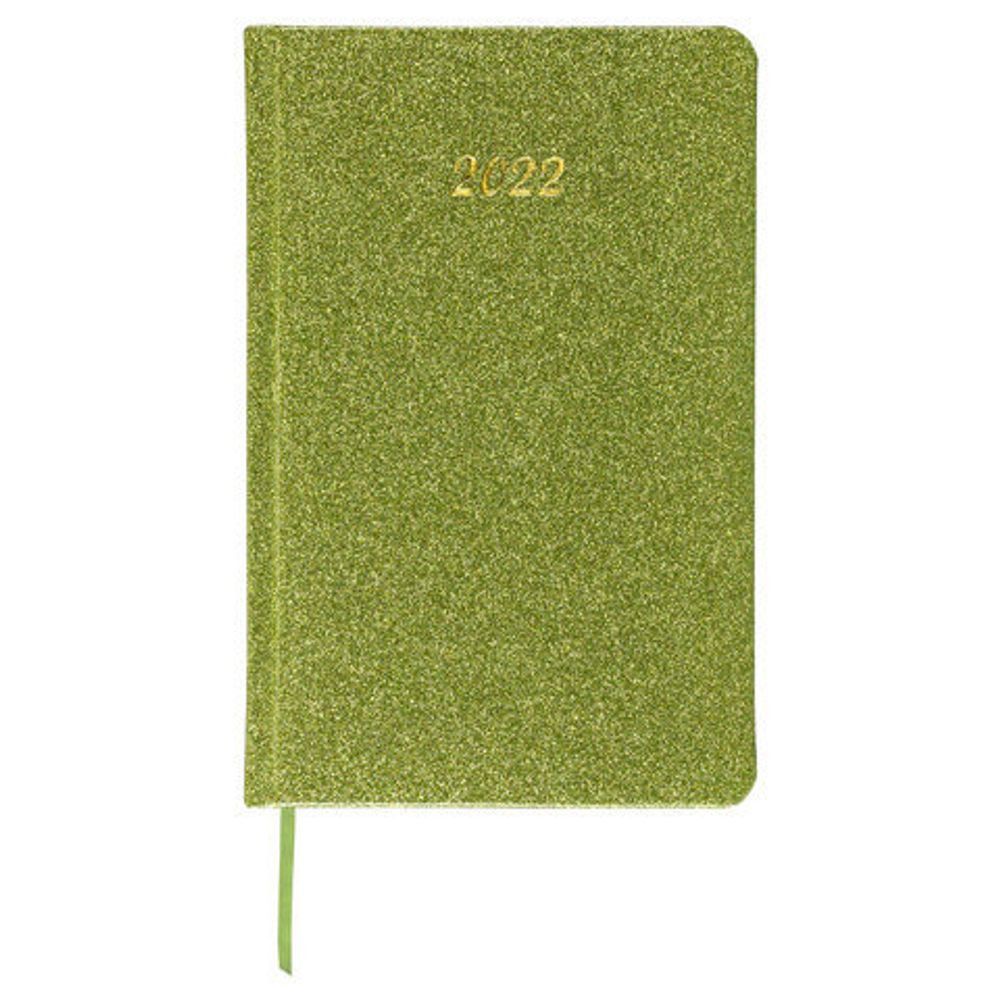 Ежедневник датированный 2022 А5 138x213 мм BRAUBERG "Sparkle", блестки, зеленый, 112827