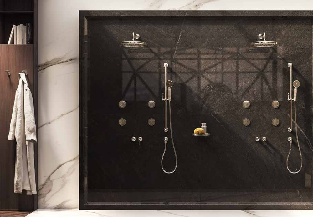 Смеситель Gessi Venti20, настенный на 2 выхода, с переключателем ванна-душ, внешние части, цвет Brushed Brass PVD