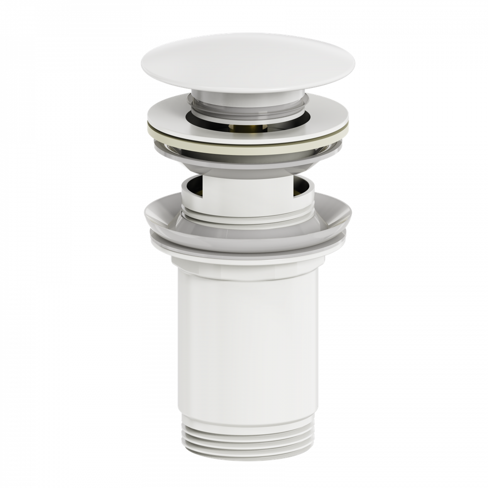 Донный клапан для раковины с переливом 1 1/4 WONZON & WOGHAND, Белый матовый (WW-88SS09-MW)