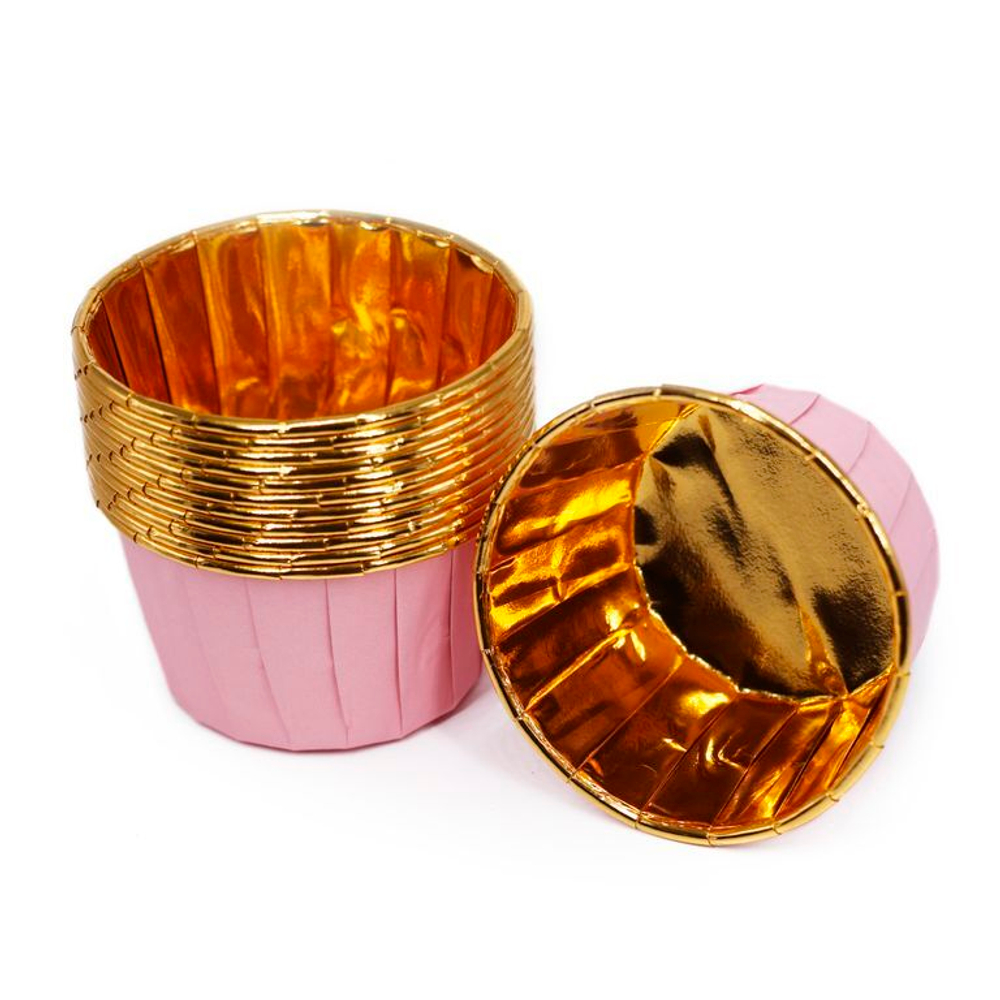 Формы бумажные с ламинацией «Маффин» 50х40 мм (Золото + розовый) 50 шт