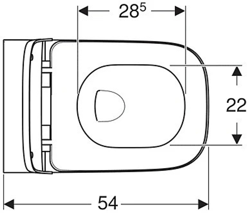 Унитаз подвесной безободковый Rimfree® Geberit Smyle Square в комплекте с сиденьем с плавным закрыванием SoftClose 500.683.01.1