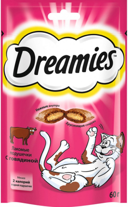 Dreamies, Лакомства для кошек, Говядина, 60 гр.