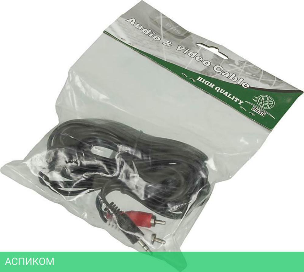 Кабель Ningbo 2xRCA (m) - 3.5mm Jack (m) 5м черный (JAAC010-5)
