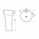 Умывальник-моноблок GRAND WAVE 455*455*870 ш*г*в, с хром переливом, белый, круг