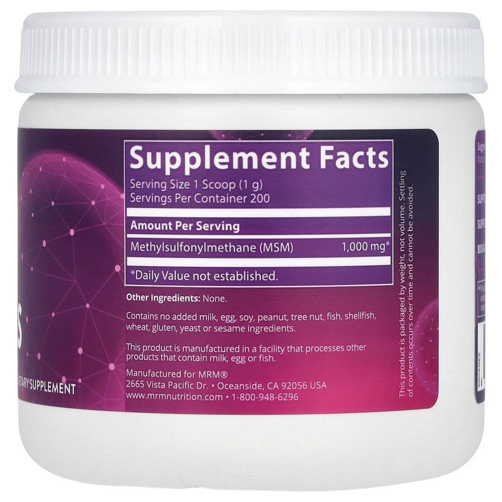 MRM Nutrition, Кристаллы МСМ (метилсульфонилметана), 1000 мг, 200 г (7,05 унции)