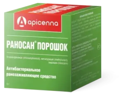 РАНОСАН порошок Антибактериальное и ранозаживляющее средство, 5 г