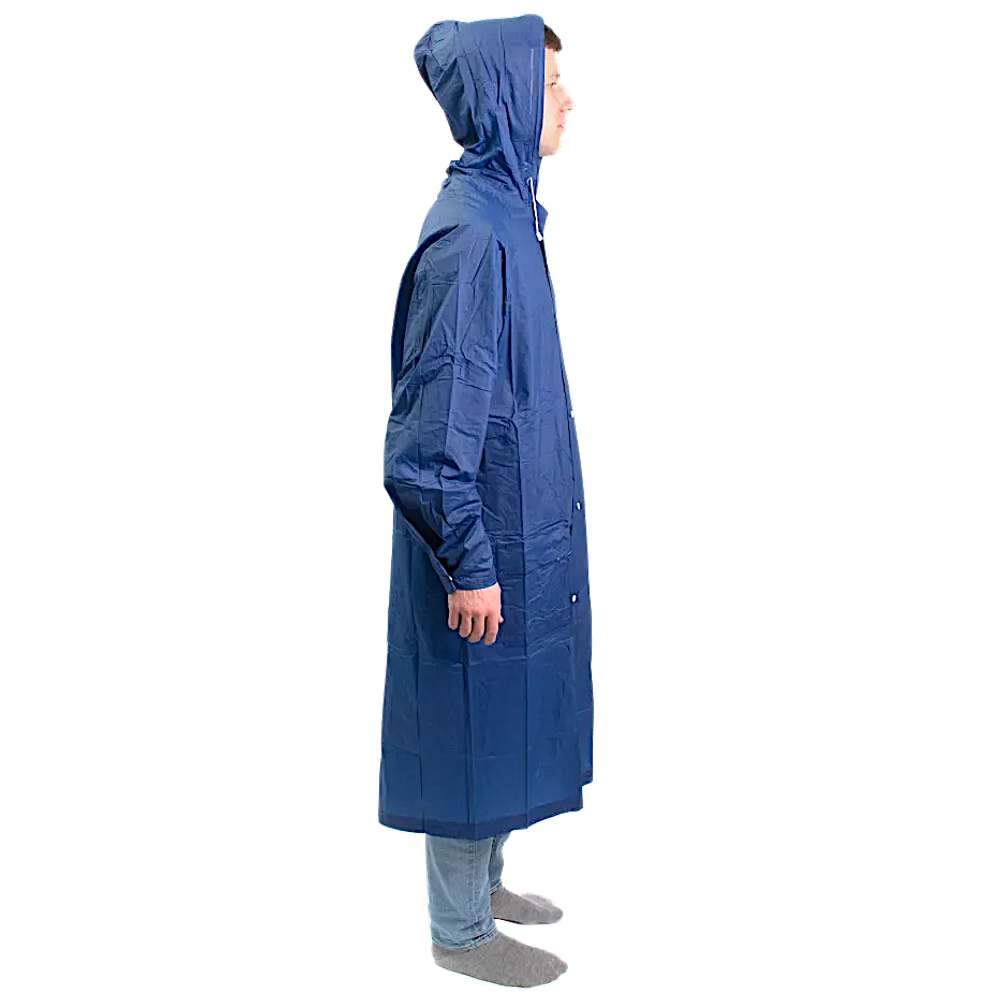 Плащ-дождевик Следопыт PF-RC-09 72х125см Плотный PVC на кнопках с капюшоном и чехлом цв.Синий -