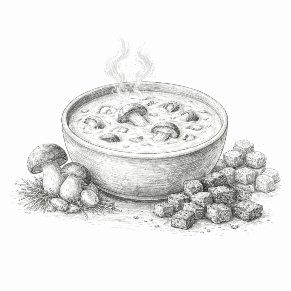 Крем-суп с белыми и лесными грибами