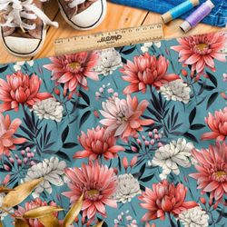 Ткань премиум шелк искусственный Армани цветы на темно-голубом