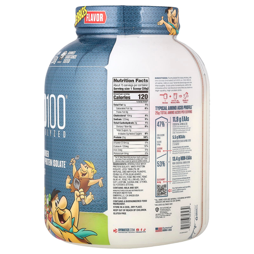 Dymatize, ISO100®, гидролизованный, 100% изолят сывороточного протеина, фруктовые шарики, 2,3 кг (5 фунтов)