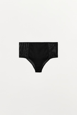 ZARA ВЫСОКИЕ ТРУСЫ POINTELLE, ЧЕРНЫЙ