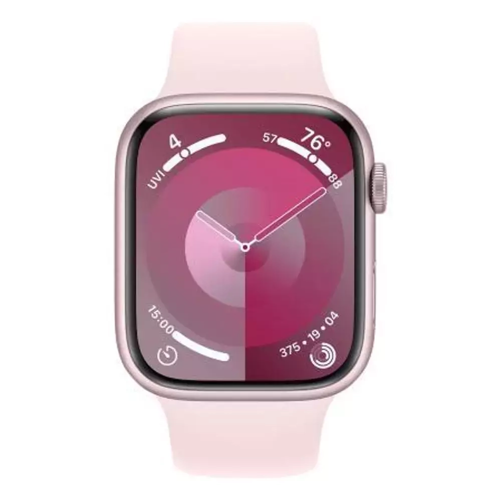 Apple Watch Series 9, 45 мм, из алюминия розового цвета, спортивный ремешок
