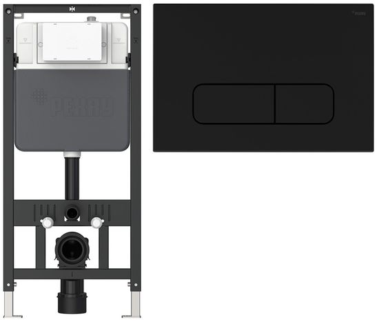 Комплект инсталляции Рехау NOVAFLOW с панелью смыва NOVA ELLIPSE 001 овальной, черный, матовый