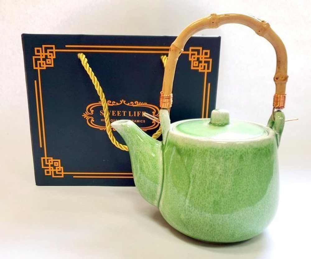 310501.2 Чайник "Зеленый песок" В ПОДАРОЧНОЙ КОРОБКЕ, 1000мл, 16*10*12, керамика
