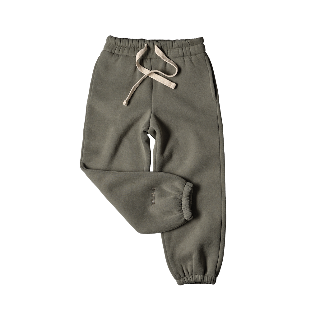 Джоггеры с начёсом свободного кроя Шалфей