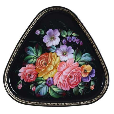 Жостовский поднос декоративный, размер 29х29 см (A8), металлический